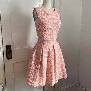 Jack Wills Pink Damask Pleated Dress - Size US 0